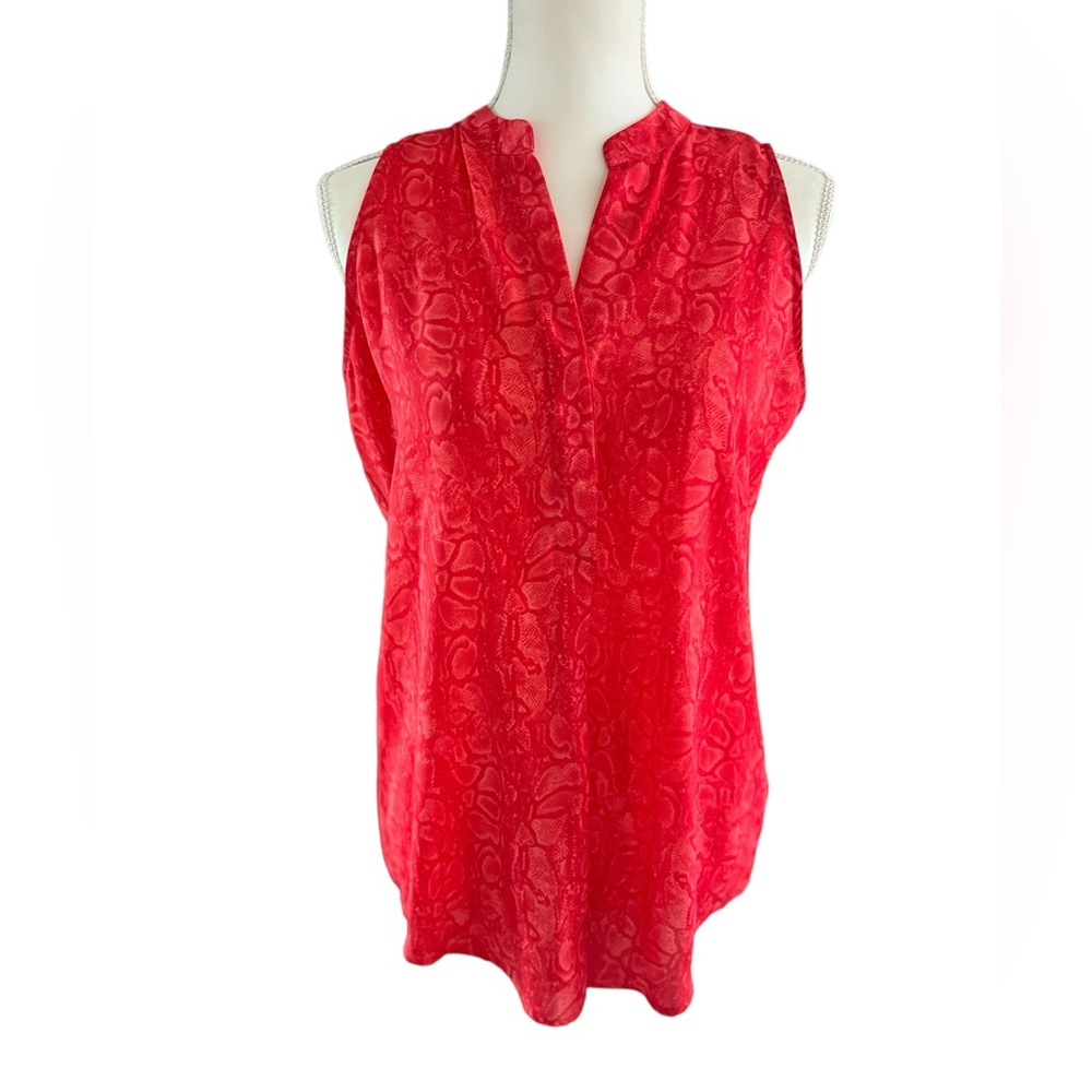 JNY Jones New York Red Snake Skin Pattern Blouse - Size Medium